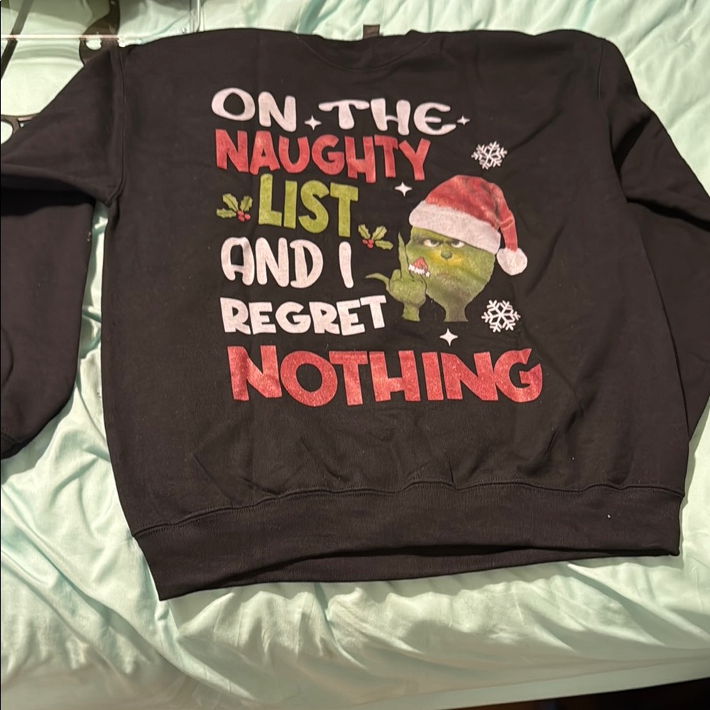 Black Christmas Sweatshirt with Naughty List Design